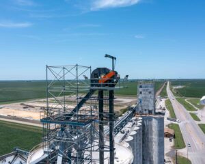Leg tower at a grain facility constructed with Nebraska millwright services